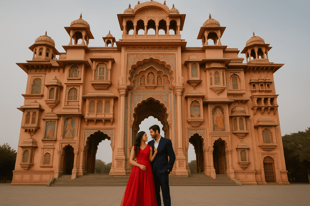 Pre wedding photoshoot in Jaipur at Patrika Gate with couple