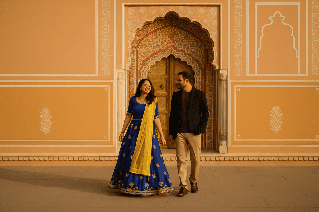 Candid pre wedding photoshoot in Jaipur heritage setting
